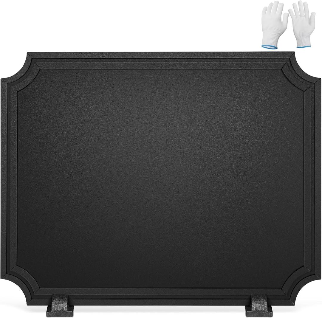 INNO STAGE 24 Inch Fireback for Fireplace- Iron Fireplace Back Plates with Feet, Fireplace Wall Protection, Fireplace Heat Reflect, Black