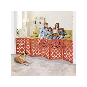 ZJSF Foldable Indoor Dog Gate for House Freestanding Folding Dog Gates Indoor Wood Pet Gates Dog Fence for Stairs Puppy Gates for Hallways Orange 24 "Height-4 Panels ZJSF Foldable Indoor Dog Gate for House Freestanding Folding Dog Gates Indoor Wood Pet Gates Dog Fence for Stairs Puppy Gates for Hallways Orange 24 "Height-4 Panels