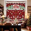 Christmas Kitchen Curtains Valances 3 Piece Set Winter Snowman Curtains Valance & Tiers for Farmhouse Kitchen Home Indoor Cafe 36 Inch Short Window Curtain Over Sink Window Snowflake Holiday Decor