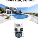 4K Solar Security Cameras Wireless Outdoor with Triple-Lens, 360°PTZ Camera for Home Security with Color Night Vision, PIR Motion Detection, Easy to Install, 2-Way Audio, Spotlight Siren, 2.4G WiFi