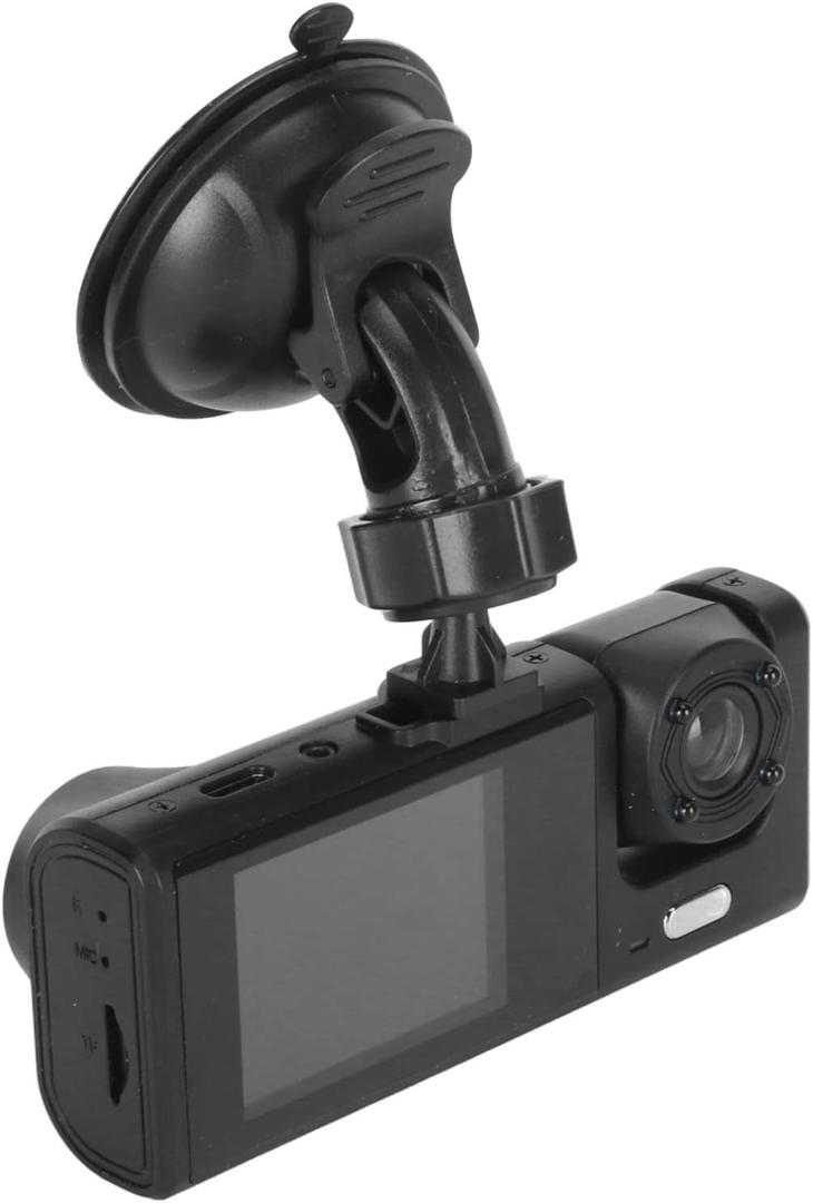 3 Lens Dash Camera, 1080P IR Night Vision 170 Angle on Board DVR Camera, Loop Recording Parking Monitoring Car DVR Recorder, Front Inside and Rear, Support up to 32GB