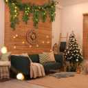 Hoteam 6ft Artificial Christmas Garlands with Lights Cascading Garland Battery Operated Norfolk Pine Bendable Wreaths for Table, Mantle, Wall, Indoor, Outdoor Christmas Decorations