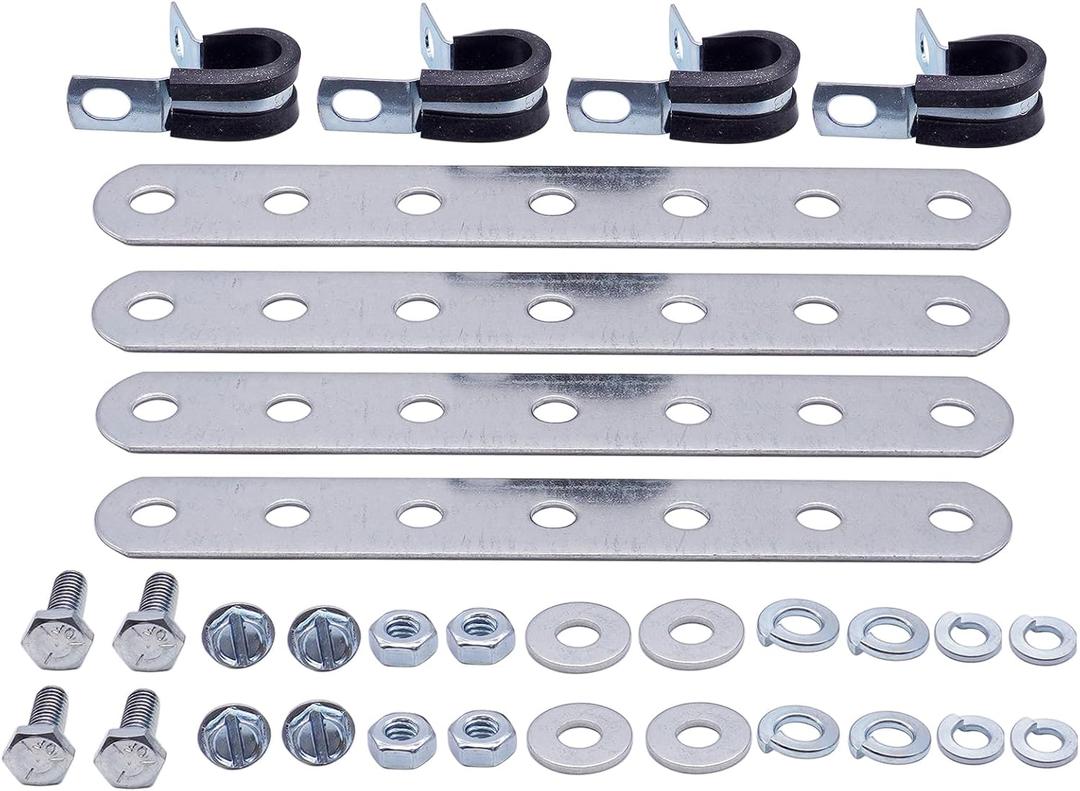 Universal 3/4 Inch Oil Cooler Metal Mounting Bracket Kit for LPD47391 Low Pressure Drop 40k Transmission Oil Cooler - Silver, Compatible with 253 Engine Oil Cooler Mounts