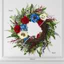 24 Inch Patriotic Wreaths for Front Door, 4th of July Wreaths for Front Door, Peony Eucalyptus Patriotic Summer Flag Wreath Handcrafted Memorial Day Artificial Flowers Wreath for Indoor and Outdoor