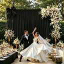 Black Backdrop Curtain - 10FTx10FT Black Drapes for Backdrop Parties Soft Polyester Photo Back Drop Wedding Decorations Photoground Back Drop Stain-Resistant for Back Drop Stand, 2Panels