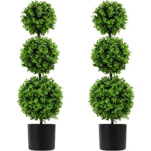 3FT Artificial Boxwood Topiary Tree in Pot,2 Pack Faux Topiary Trees for Front Door Porch Home Living Room Garden,Fake Outdoor Plant Boxwood Ball for Indoor&Outdoor 2, Eucalyptus 3FT Artificial Boxwood Topiary Tree in Pot,2 Pack Faux Topiary Trees for Front Door Porch Home Living Room Garden,Fake Outdoor Plant Boxwood Ball for Indoor&Outdoor 2, Eucalyptus