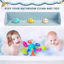 Bathtub Splash Guard for Tub, Silicone Bathtub Caddy Tray with Play Shelf, Kids Bath Tub Shelf and Organizer for Baby Bath Toys, Bath Toy Holder, Toddler Bathtub Accessories(Classic Blue)