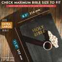 ELIZO Full Grain Italian Leather Bible Cover - Soft Zippered Carrying Case for Men & Women, Church Bag, Book Holder, Religious Gift (Black, XL)