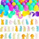 40Pcs PreFilled Easter Eggs with Bunny Toys,Easter Basket Stuffers Fillers Gifts for Kids Toddlers, Easter Party Favors Easter Egg Hunt Classroom Prize