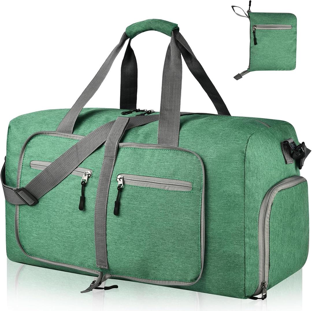 Dimayar 85L Travel Duffle Bag for Men Women - Foldable Duffel Bag with Shoes Compartment - Overnight Bags Waterproof & Tear Resistant (Forest Green)