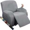 MAXIJIN Oversized Recliner Covers That Stay in Place 4 Pieces Stretch Large Recliner Chair Covers Jacquard Dogs Cats Proof Reclining Slipcovers with Elastic Bottom (XL Recliner, Light Gray)