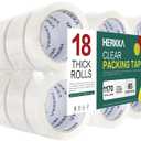 HERKKA Clear Packing Tape, 18 Rolls Heavy Duty Packaging Tape for Shipping Packaging Moving Sealing, Thicker Clear Packing Tape, 2 inches Wide, 65 Yards Per Roll, 1170 Total Yards