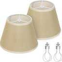 Khaki Empire Lamp Shades Set of 2, 5.9" 9.8" 6.6" Natural Linen Lampshades for Table Lamps, Small Spider Fitter Replacement Lamp Shades, Bulb Clip Adapters Included, No Assembly Required