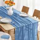 JOYIT 2 Pack Blue Cheesecloth Table Runner 35" x 120" Boho Table Runner Set for Wedding, Birthday, and Party Decor, Romantic Gauze Table Runner for Rustic and Elegant Tablescapes (Light Blue)