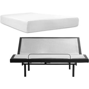 Nestl Queen Size Adjustable Massage Bed Frame with 10 Inch Green Tea Mattress - Adjustable Bed Base with Wireless Remote, USB and Head & Foot Massage - Fast & Easy Assembly