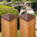 Azdele 8" x 8" Heavy Duty Aluminum Pyramid Post Caps Cover for True 8" x 8" Wood Post or True 7.5" x 7.5" Wood Post(with Spacer Liner), with Matte Finish Powder Coated Surface, Fence of Decks Brown
