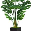 ASTIDY Artificial Monstera Deliciosa Plant 5FT - Faux Tropical Palm Tree with Black Tall Planter - Fake Swiss Cheese Floor Plant in Pot - Artificial Tree for Home Office Living Room Decor Indoor