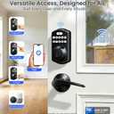 Veise VE012W Built-in WiFi Fingerprint Smart Lock, App Remote Control, Compatible with Alexa & Google Assistant, Keyless Entry for Front Door, Digital Keypad Deadbolt, Auto Lock, Matte Black