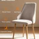 High Back Mid-Century Dining Chairs Set of 2, Modern Kitchen Table Chairs with Sturdy Metal Legs & Wider Padded Seat, Grey Velvet Upholstered Mordern Accent Chairs for Dining Room/Kitchen/Living Room, Oversized
