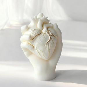 Hand Heart Cylinder Candle & Resin Mold - Resin Casting Silicone Molds for Home Decor & Candle Making Wave Spiral Mold (jh-heart-5453)