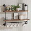 ROGMARS Industrial Pipe Shelving Bathroom Shelves with Towel Bar, 30 in Rustic Floating Shelves Pipe Wall Shelf with Hooks for Living Room, Kitchen