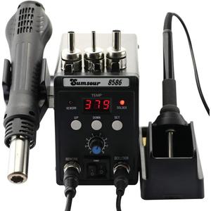 Soldering Station Black 8586 700W 110V Hot Air Gun Solder Iron SMD SMT BGA Rework Desoldering Welding Repair Tools (Black 8586 SET-1)