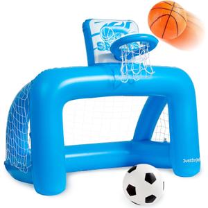 40in Pool Basketball Pool Game Set Inflatable Water Soccer Polo Game 2-in-1 Poolside Floating Summer Swimming Sports Toy for Kids Teens Includes 2 Balls and Pump for Beach Yard Indoor Outdoor