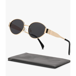 Retro Oval Sunglasses for Women Men Trendy Sun Glasses Classic Shades UV400 Protection Black