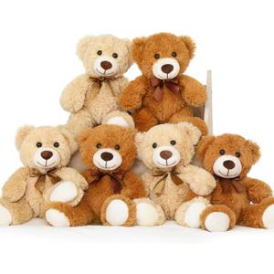 MorisMos 6Pcs Teddy Bears Bulk Baby Shower, 14inch Cute Teddy Bear Stuffed Animals Plush, Small Stuffed Bears on Centerpiece Baby Shower, Brown, Dark Brown