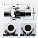 13/16" 36 Spline X 3/4" Round Single Steering Shaft Universal U Joint Coupling Chrome 3-1/4" Overall Length