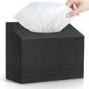 Tissue Box Cover Holder Compatible with Kleenex Disposable Paper Hand Towels Wood Disposable Hand Towels for Bathroom Holder (Black)