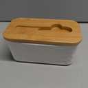 Butter Dish with Lid: Large Butter Dish for Countertop - Ceramic Butter Container with Knife Double Silicone Seal - Unique Stone Butter Dishes with Covers for Farmhouse Kitchen Decor Home Decor White,Missing 1 Pcs