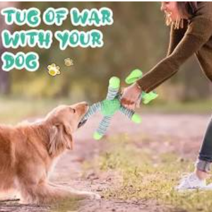 GLURUITE Dog Plush Toy Stuffed Animal Squeaky Chewing Toy Rope Interactive Toys Pet Supplies for Small Medium Dogs