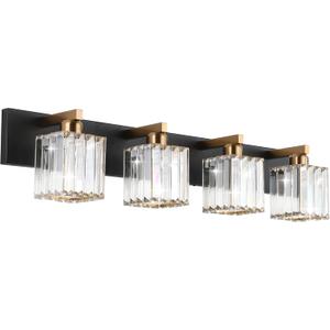 Aipsun Bathroom Vanity Light Fixtures Crystal Vanity Light for Bathroom 4 Light Modern Vanity Lighting (Exclude Bulb) (32 inch, Black Gold)