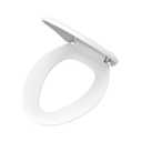 Gerber Elongated Toilet Seat with Cover, Soft Close, No Slam, Quick & Easy Install, Heavy-Duty Plastic, Adjustable Fit for Standard Elongated Toilets, Durable & Fade-Resistant, White G0099213