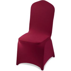 VEVOR Chair Covers, Polyester Spandex Chair Cover, Stretch Slipcovers for Wedding Party Dining Banquet Flat-Front Chair Covers (Burgundy-a, 50PCS)