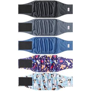 4 Pack Dog Diapers Male Reusable, Premium  Belly Bands for Dogs, High Absorbing Male Dog Pee Wraps for Doggie in Incontinence or Excitable Urination and Training Black M