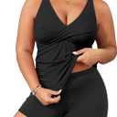 Aqua Eve Plus Size Tankini with Shorts Two Piece Swimsuits Tummy Control Bathing Suits for Women (Black), Size: 16 Plus