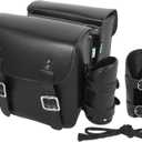 Motoforti Pair Motorcycle Saddlebag Side Tool Bags Cycling Luggage Bag Waterproof Faux Leather, 36x29x12cm
