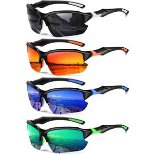 Sports Polarized Sunglasses for Men Cycling Running Fishing UV Protection Sun Glasses Lightweight Half Frame Goggles (4pcs-white Black+red+green+blue)