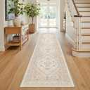 Runner Rug 2x8 Runners for Hallways Non Slip Washable, Vintage Hallway Runner Rugs for Living Room, Low Pile Soft Hallway Rug for Kitchen Bedroom Laundry Room(Cream/Beige,2'x8')
