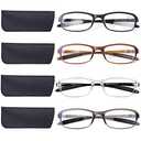 DOOViC 4 Pack Reading Glasses for Women Men Blue Light Blocking Reading Glasses TR90 Flexible Lightweight Readers 4.0