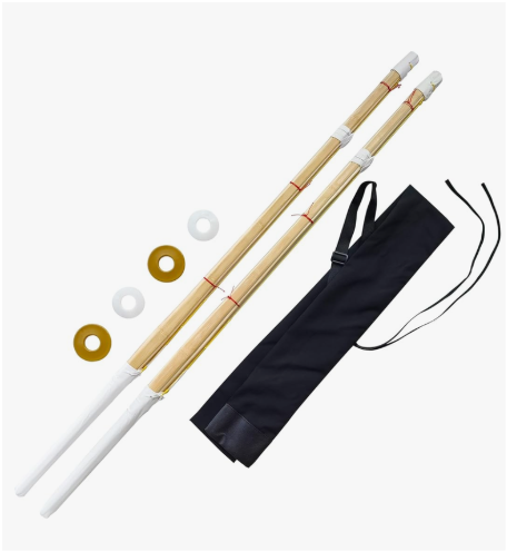 Set of 2 Kendo Shinai - 47 Inch Samurai-Themed Decor Prop, with Carry Bag, Size 39 - for Decor, Cosplay, Display, Gift