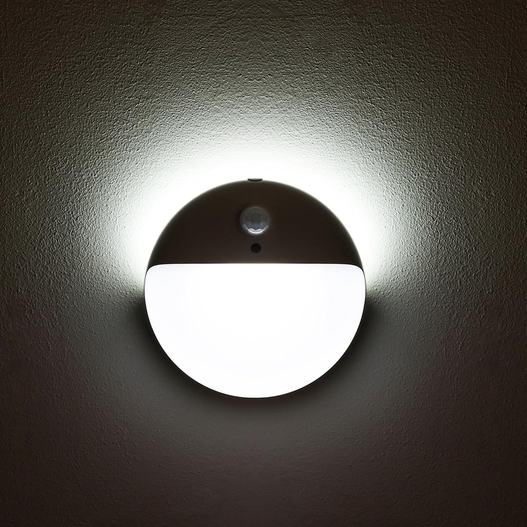 2 Pack Battery Night Light, Toilet Lights, 2.6" Small Motion Senor Light, Stick on Lights, 3 Light Modes, Dimmable LED Nightlight for Closet, Stairs, Garage, Cabinet, Toliet, Daylight White