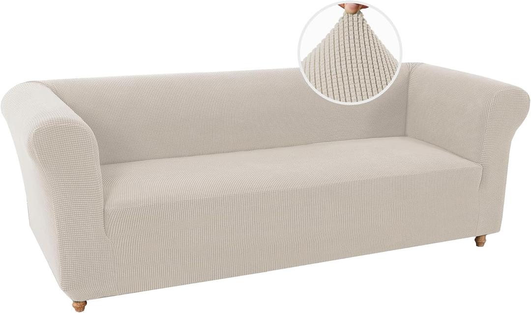 Turquoize Stretch Chesterfield Sofa Covers for Living Room Soft Sofa Couch Covers for 3 Cushion Couch Non-Slip Sofa Slipcover for Dogs Furniture Protector Feature Jacquard Fabric (Sofa, Island Fossi)