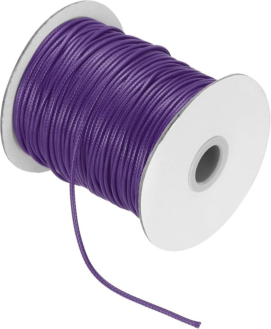 MECCANIXITY Waxed Cord 2mm Waxed Thread 87 Yard Wax String Leather Cord for Bracelet Making, Necklaces, Beading, Jewelry Making and DIY Crafts(Dark Purple)