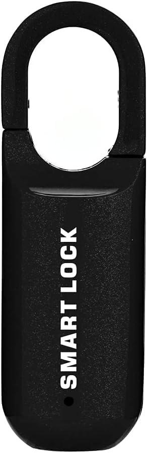 Smart Fingerprint Padlock, Biometric Thumbprint, Waterproof, Black, Suitable for Gym, Locker, Gates, Fence and Storage