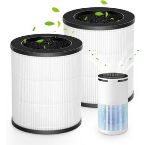 W-01 Replacement Filter Compatible with DBFIT W-01 Air Purifi-er Air Cleaner, 3-IN-1 HEPA Filter, Activated Carbon Filter and Pre Filter for Dust Smoke Pet Hair Odor, 2 Pack, White