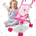 Anivia Baby Doll Collection Doll Stroller Heart Design Gifts for Toddlers and Girls Foldable Doll Stroller