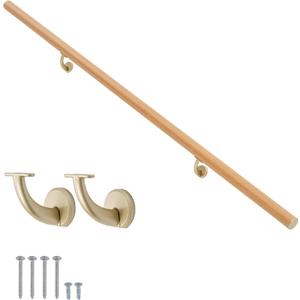 7 FT Modern Aluminum Handrail Set, handrails for Indoor Stairs,Deck,Slope, Wall Mounted Staircase handrails, Zink Alloy Brackets Included,Rust Free. (Cherry Wood Grain, 7 FT)